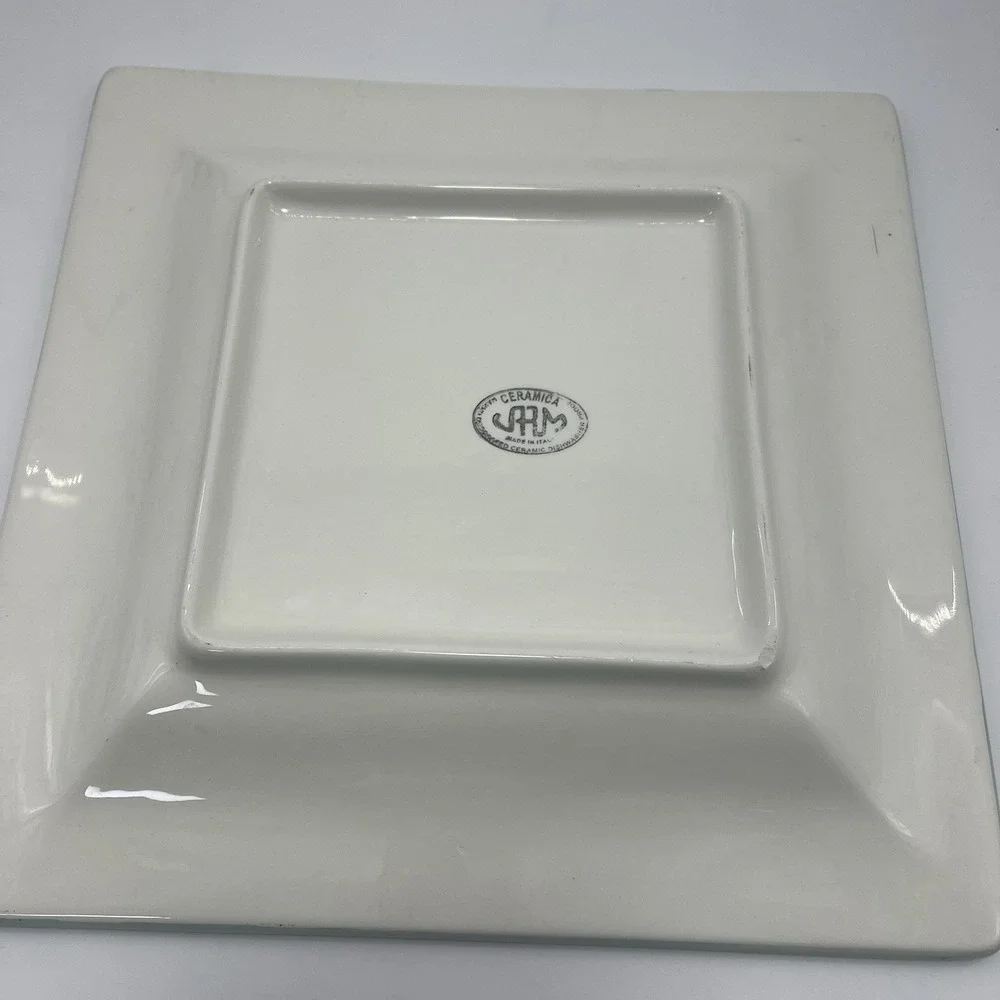 ARM Ceramica Italy Nautical Square Serving Plate Dish Fish Anchor Starfish Shell